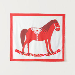 Scandinavian Christmas Rocking Horse Tapestry