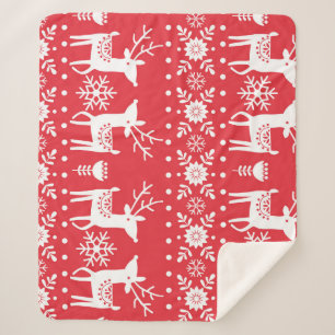 Scandinavian Christmas: Snowflakes & Deer Sherpa Blanket