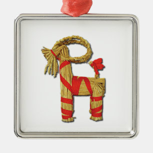 Scandinavian Christmas Straw Yule Goat Julbok Metal Ornament