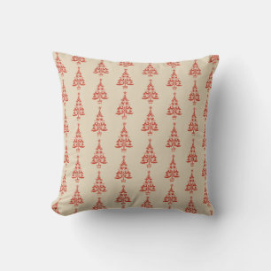 Scandinavian Christmas Tree Red Pillow