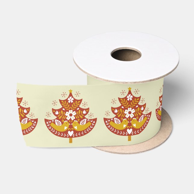 Scandinavian Christmas tree Satin Ribbon (Spool)