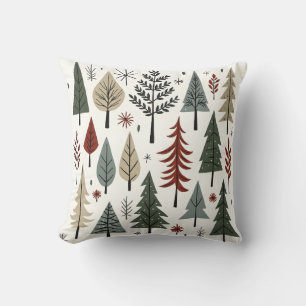 Scandinavian Christmas Trees – Minimalist Holiday Throw Pillow