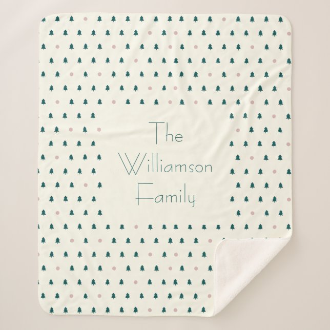 Scandinavian Christmas Trees Pattern Personalized  Sherpa Blanket (Front)