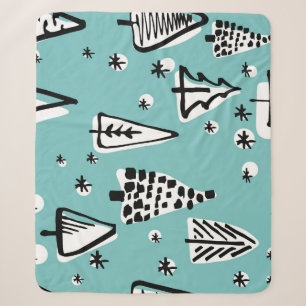Scandinavian Christmas trees: vintage graphics. Sherpa Blanket