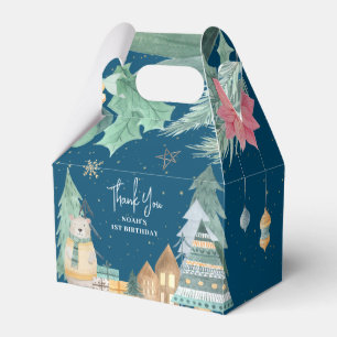 Scandinavian Christmas Winter 1st Birthday Favor Box
