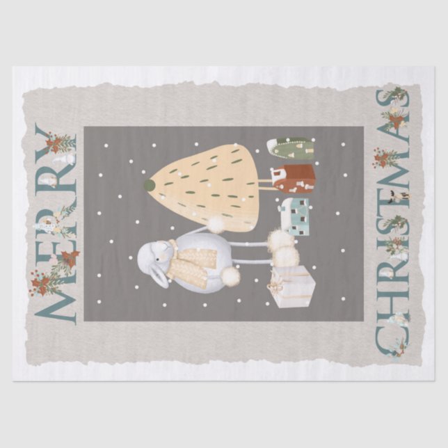 Scandinavian Christmas Winter Animal Tissue Paper (Front)