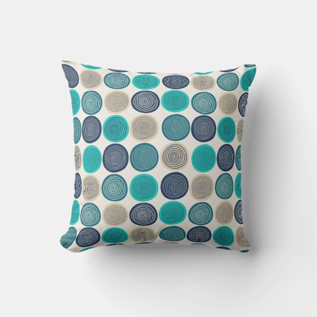 Scandinavian Circle Dots Mandala Pattern 1 Outdoor Pillow (Front)