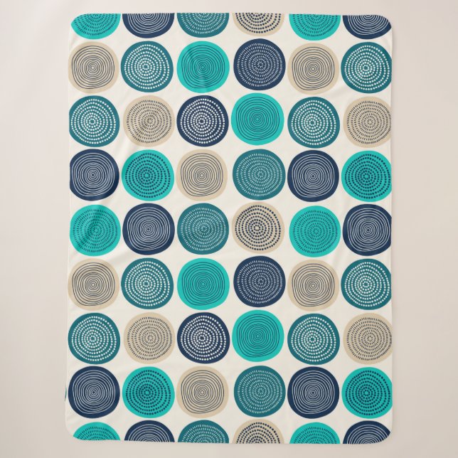 Scandinavian Circle Dots Mandala Pattern 1 Sherpa Blanket (Front)