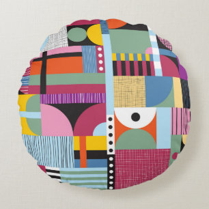 Scandinavian colourful pattern round pillow