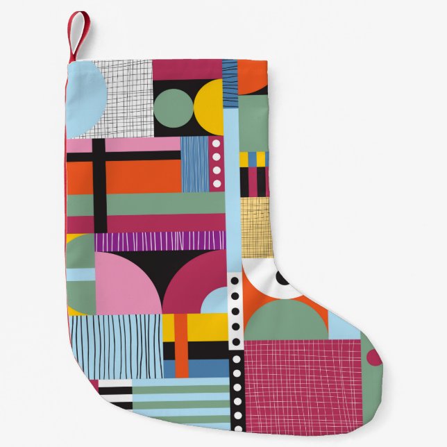 Scandinavian colourful pattern small christmas stocking (Front)