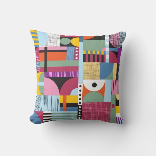 Scandinavian colourful pattern throw pillow (Front)