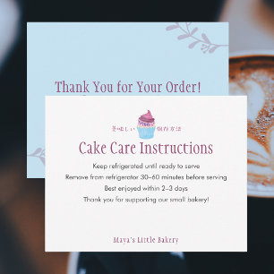 Scandinavian Cupcake Cake Care Instructions Thank You Card