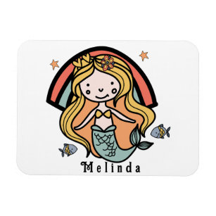 Scandinavian Cute Mermaid Personalized Girl        Magnet