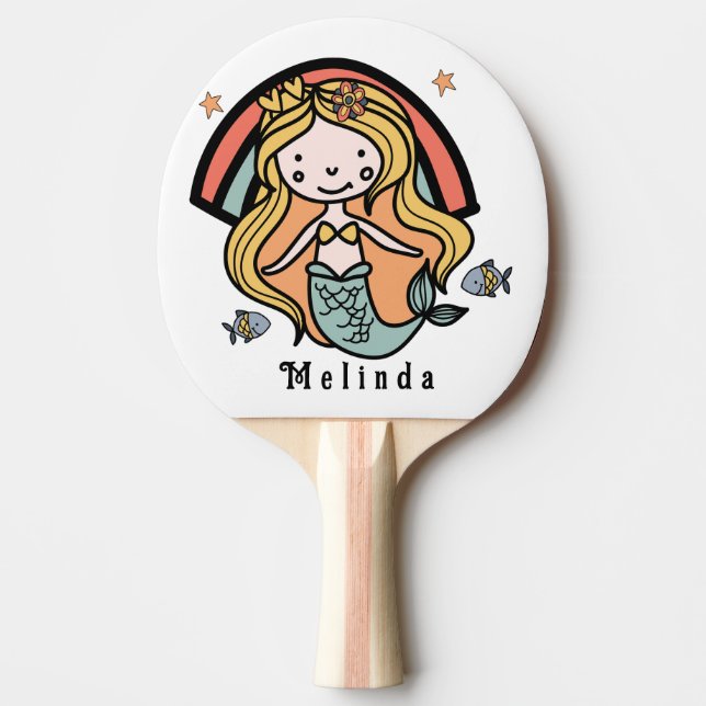 Scandinavian Cute Mermaid Personalized Girl        Ping Pong Paddle (Front)