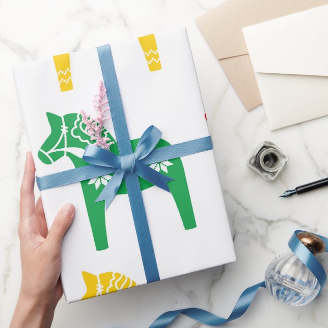 SCANDINAVIAN DALA HORSE GIFT WRAPPING PAPER (Gifting)