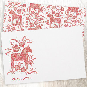 Scandinavian Dala Horse Red Personalized Stationery