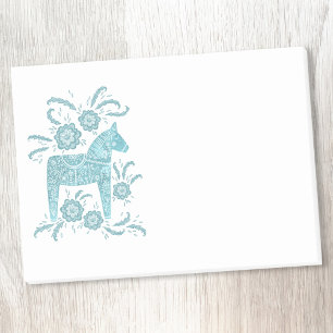 Scandinavian Dala Horse Teal Post-it Notes