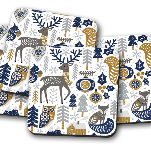 Scandinavian Deer | Christmas Cork Coaster Set (Creator Uploaded)