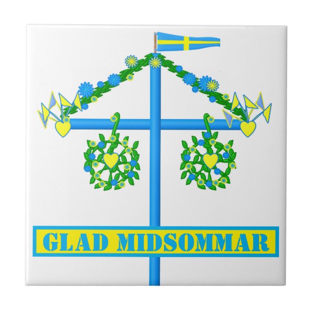 scandinavian design, Glad midsommar Tile (Front)