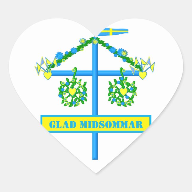 scandinavian design,Personalized Glad midsommar Heart Sticker (Front)