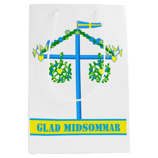 scandinavian design,Personalized Glad midsommar Medium Gift Bag (Front)