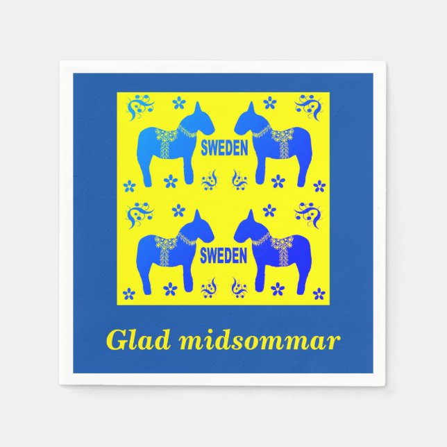 scandinavian design,Personalized Glad midsommar Napkin (Front)