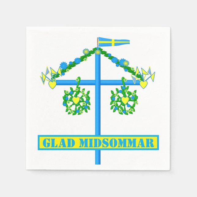 scandinavian design,Personalized Glad midsommar Napkin (Front)