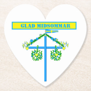scandinavian design,Personalized Glad midsommar Paper Coaster