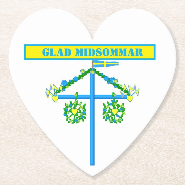 scandinavian design,Personalized Glad midsommar Paper Coaster (Front)