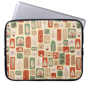 Scandinavian design tiles with abstract leaves . P Laptop Sleeve