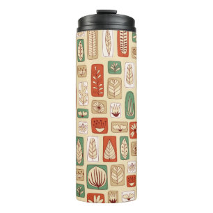 Scandinavian design tiles with abstract leaves . P Thermal Tumbler