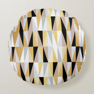 scandinavian design triangles seamless pattern vin round pillow
