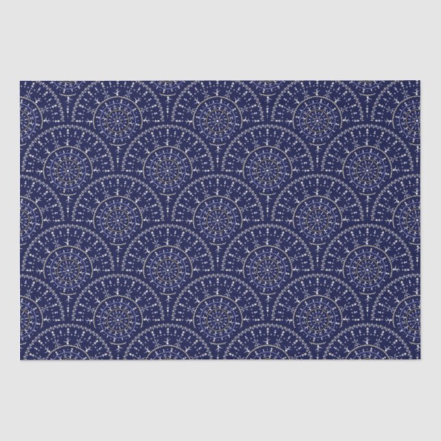 Scandinavian Ditsy Winter Navy & Gold Art Deco Tissue Paper (Front)