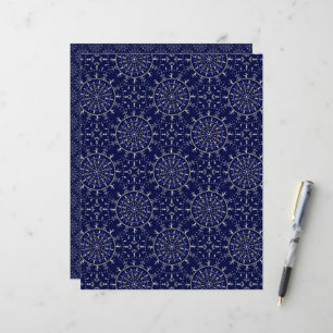 Scandinavian Ditsy Winter Navy & Gold Diamond Tile