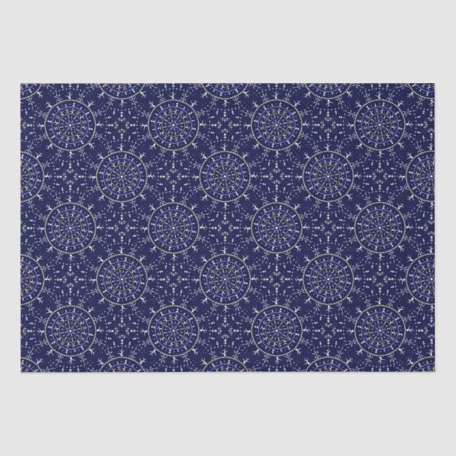 Scandinavian Ditsy Winter Navy & Gold Diamond Tile Tissue Paper (Front)