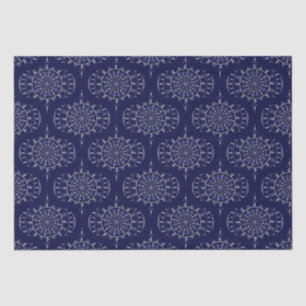 Scandinavian Ditsy Winter Navy & Gold Retro Ogee Tissue Paper