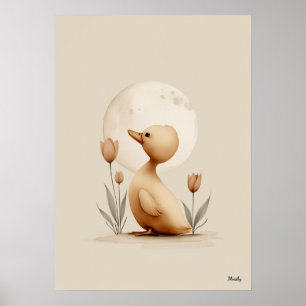 Scandinavian Duck Nursery Wall Art Neutral Baby