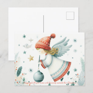 Scandinavian elegance spiritual Christmas angel Postcard