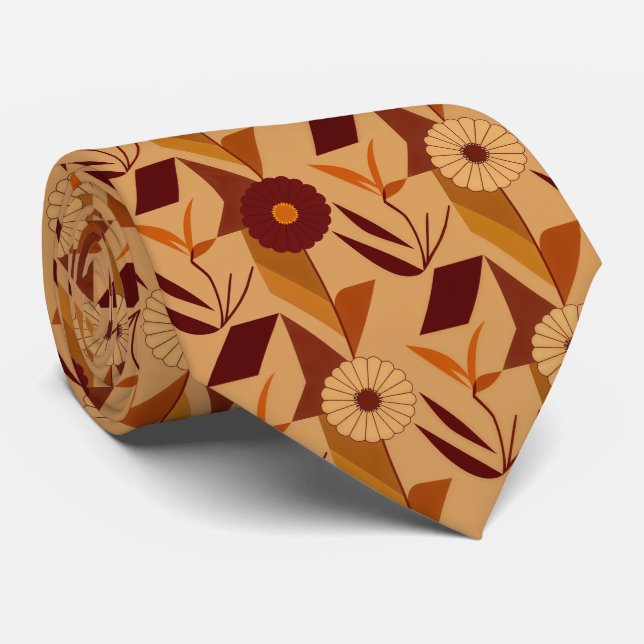 Scandinavian Fall Floral Pattern Tie (Rolled)