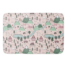 Scandinavian Farm Town Pattern Pink