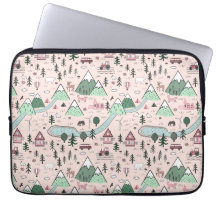 Scandinavian Farm Town Pattern Pink