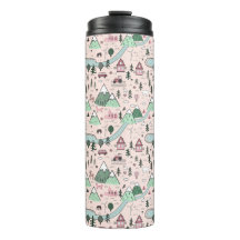 Scandinavian Farm Town Pattern Pink