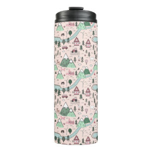Scandinavian Farm Town Pattern Pink  Thermal Tumbler