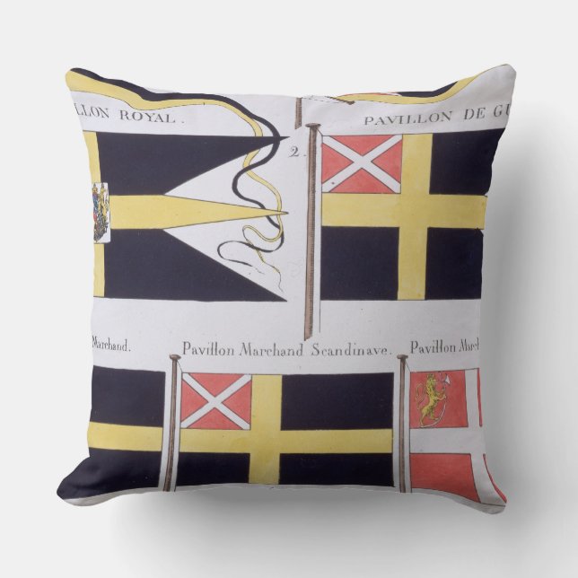 Scandinavian Flags, from a French book of Flags, c Throw Pillow (Front)