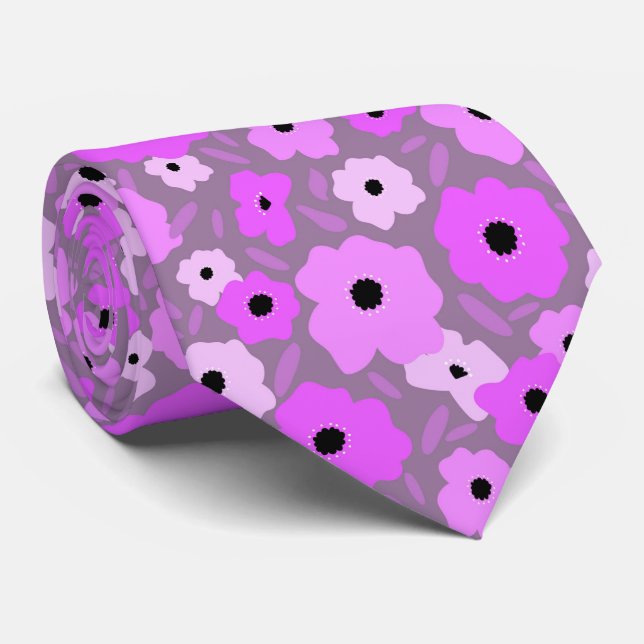 Scandinavian flat style doodle pattern purple tie (Rolled)
