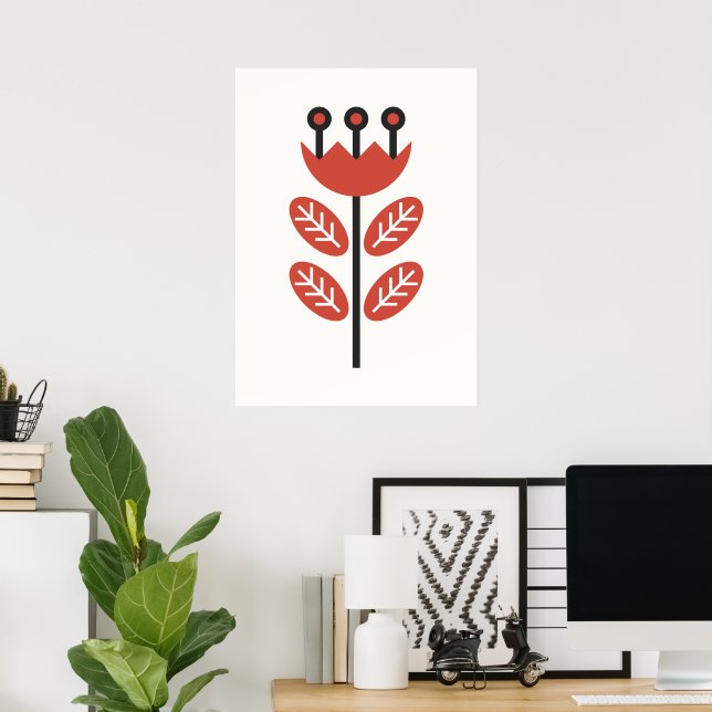 Scandinavian Floral Art  Poster (Home Office)