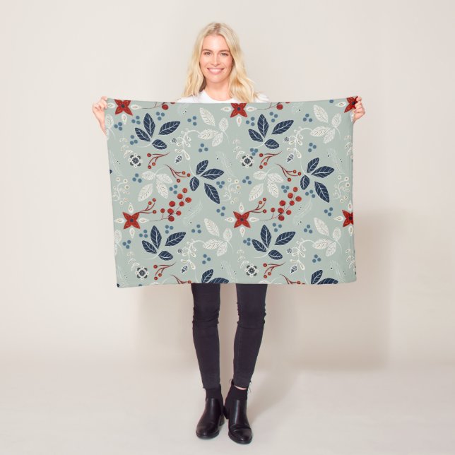 Scandinavian Floral Folk Art Seamless Pattern  Fle Fleece Blanket (In Situ)