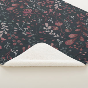 Scandinavian Floral Folk Art Seamless Pattern She Sherpa Blanket