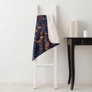 Scandinavian Floral Folk Art Seamless Pattern Sherpa Blanket