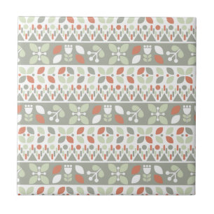 Scandinavian Floral Folk Design Pattern Tile